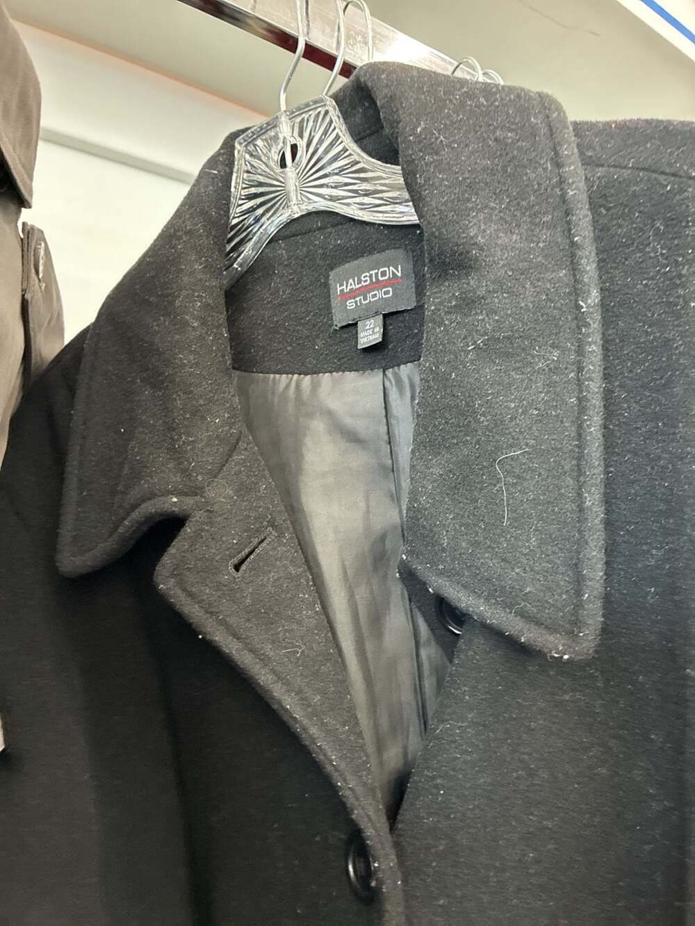 Halston Studio Wool Peacoat Size 22 Black